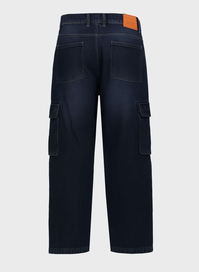 The Indian Garage Co Men Relaxed Fit Solid Cargo Pocket Mid-Rise Jeans - Image 5
